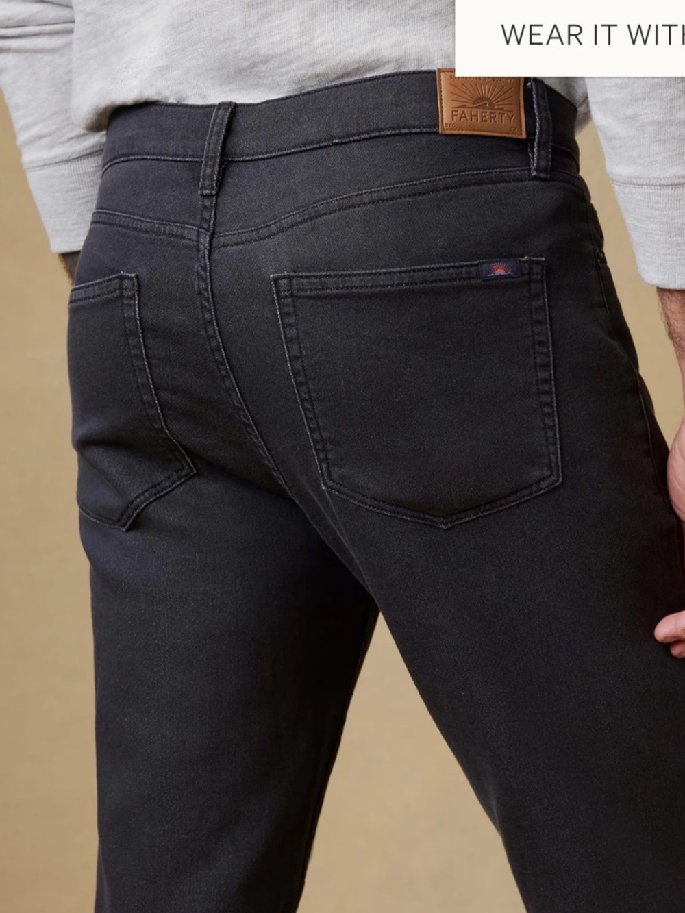 FAHERTY Stretch Terry 5-Pocket Pant - Onyx Black